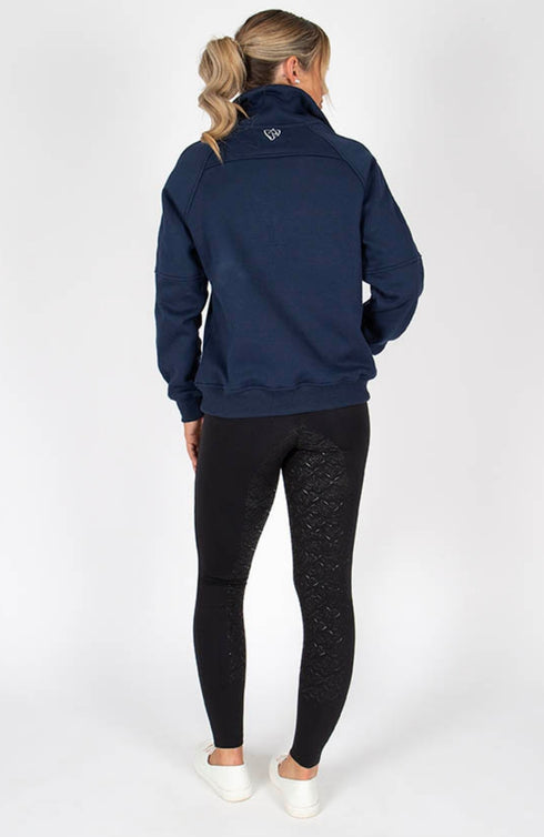 BARE Quarter Zip Teddy Pullover Sweater - Navy